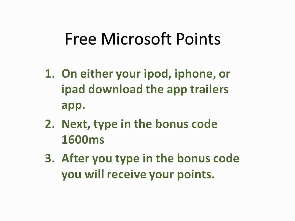 Free 1600 Microsoft Points - YouTube