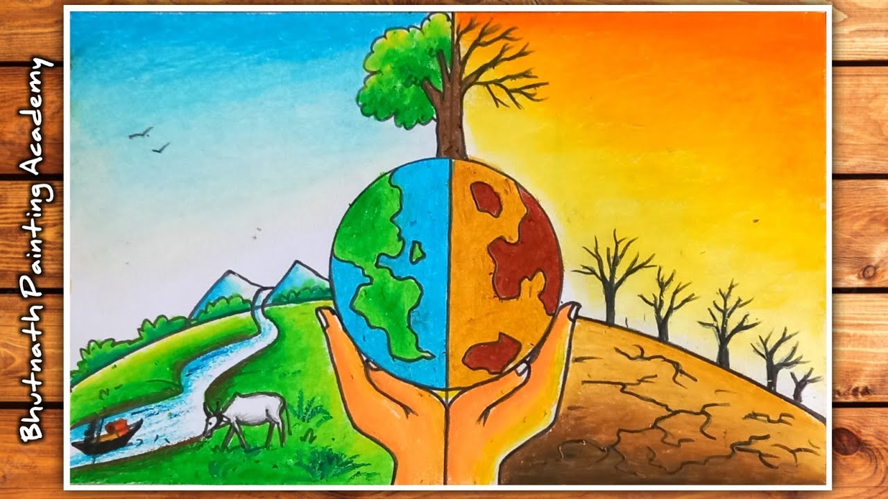 world environment day drawing save environment drawing||save water ...