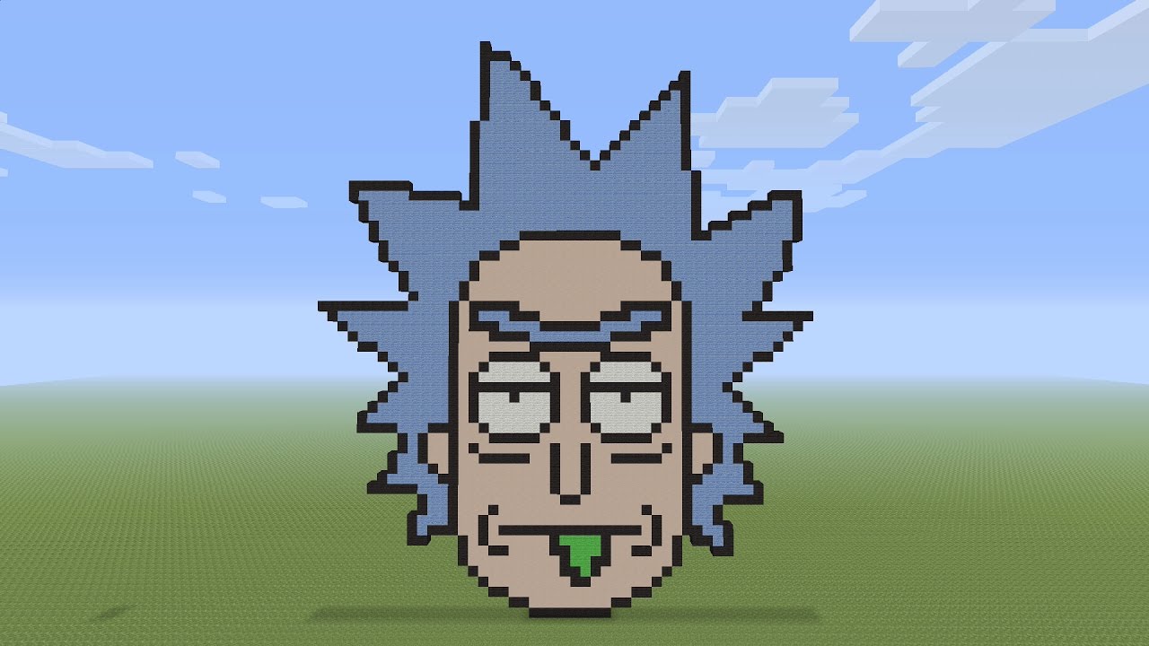 Minecraft Pixel Art Rick Head From Rick and Morty YouTube