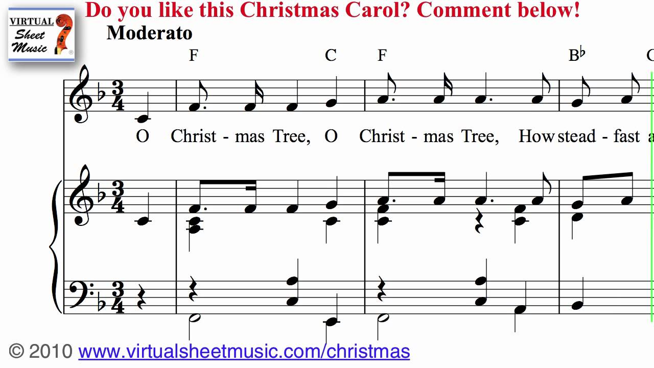 O Christmas Tree Sheet Music and Carol - Christmas Sheet Music Video ...