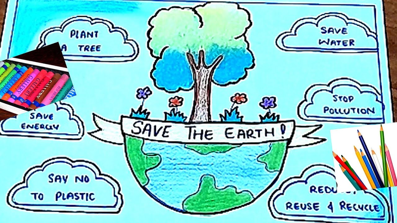 Earth Day Drawing |Earth Day Poster |Save Earth Save Environment Poster ...