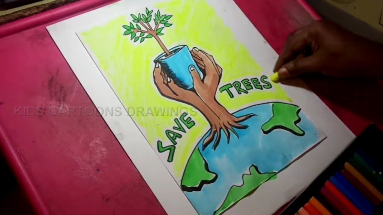 How to Draw Save Earth and Save Trees Drawing - YouTube