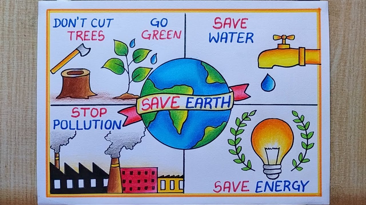 Earth Day drawing| World Earth Day Poster drawing| Save earth poster ...