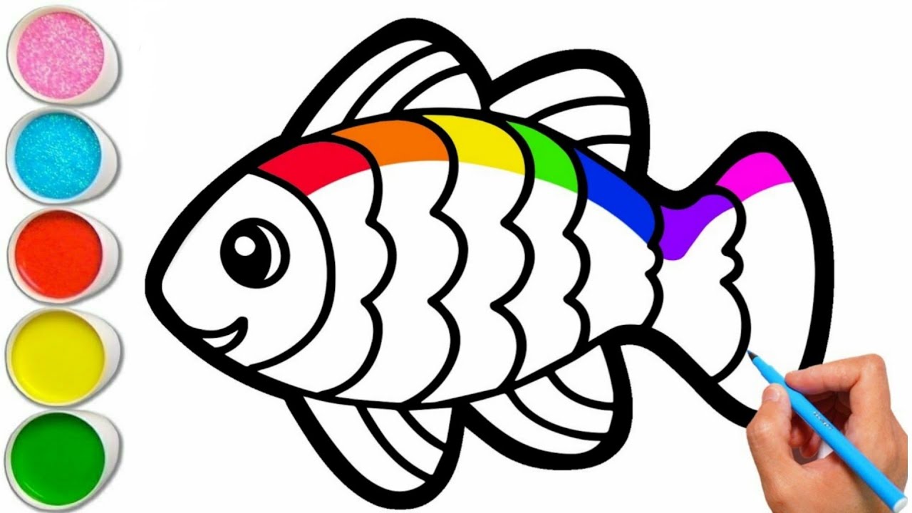 Rainbow FISH Drawing For Kids, Painting and Coloring For Kids, Toddlers ...