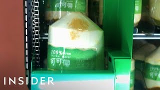 Vending Machine Hands Out Fresh Coconuts