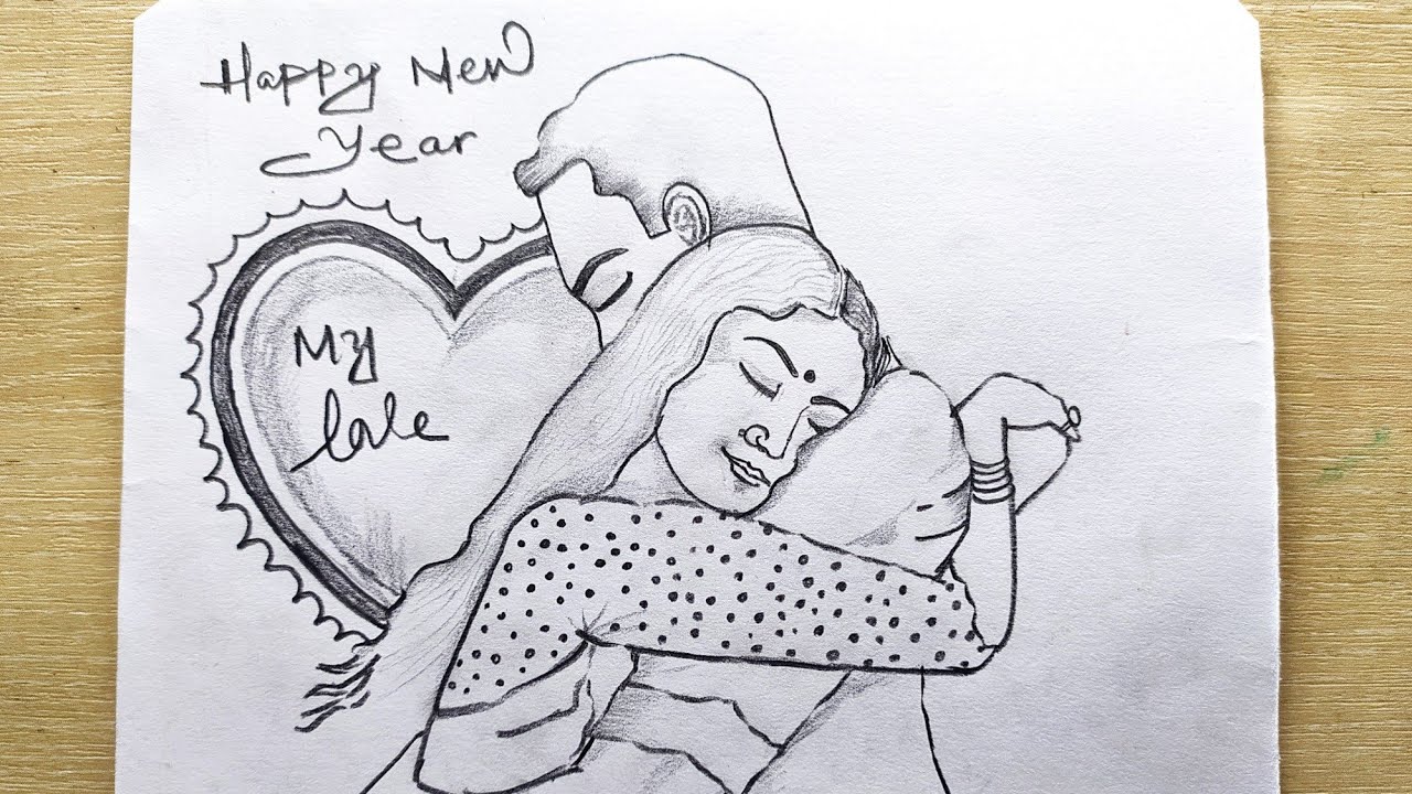 Happy New Year With Beauityful Couple Drawing / Happy New Year ...