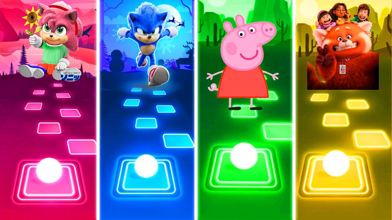 Baby Amy Rose Vs Sonic Vs Peppa Pig Vs Turning red - Tiles Hop EDM Rush ...