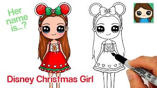 How to Draw a Christmas Disney Cute Girl