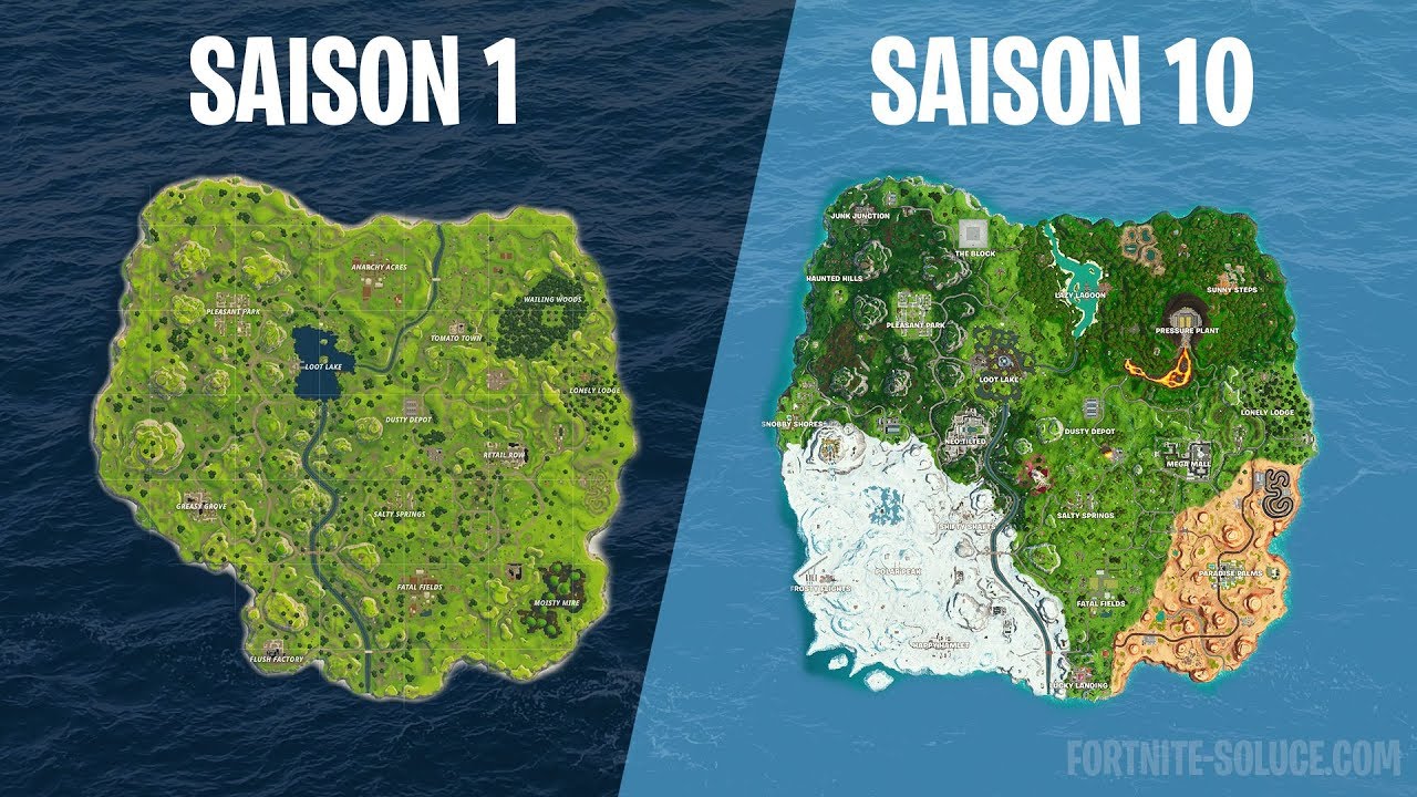 Fortnite L Evolution De La Map Du Chapitre 1 Saison 1 A 10