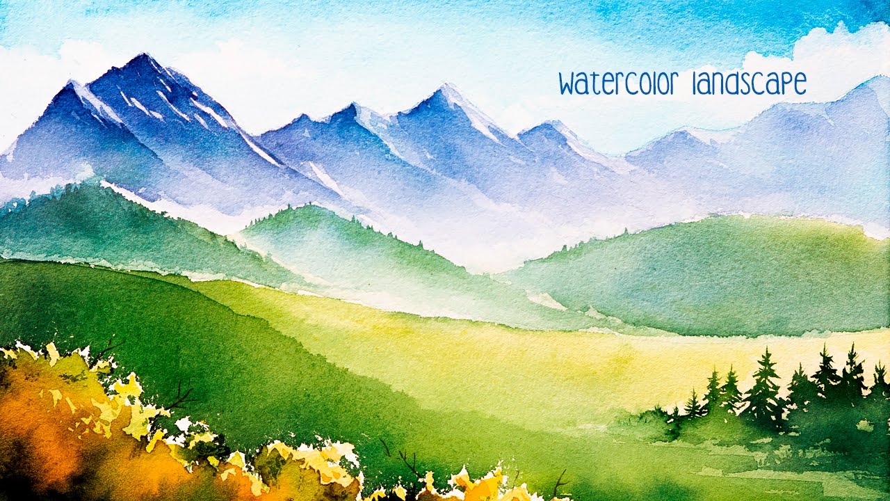 Simple Watercolor Painting Landscape ~ Painting Your First Watercolor ...