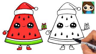 How to Draw a Christmas Watermelon  