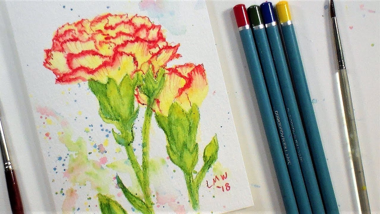 Simple Watercolor Pencil Flowers