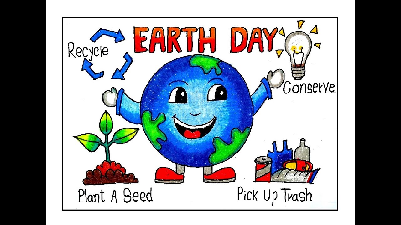 HOW TO WORLD EARTH DAY DRAWING STEP BY STEP/POSTER DRAWING ON EARTH DAY ...