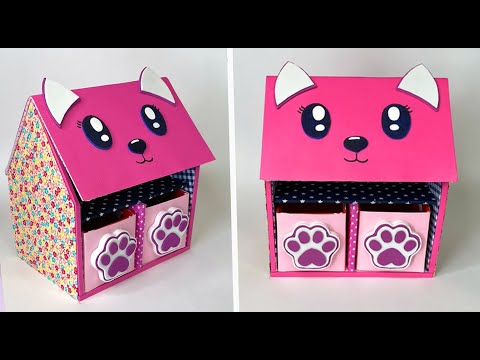 Ideas from cardboard // How to make a simple organizer with cute ...