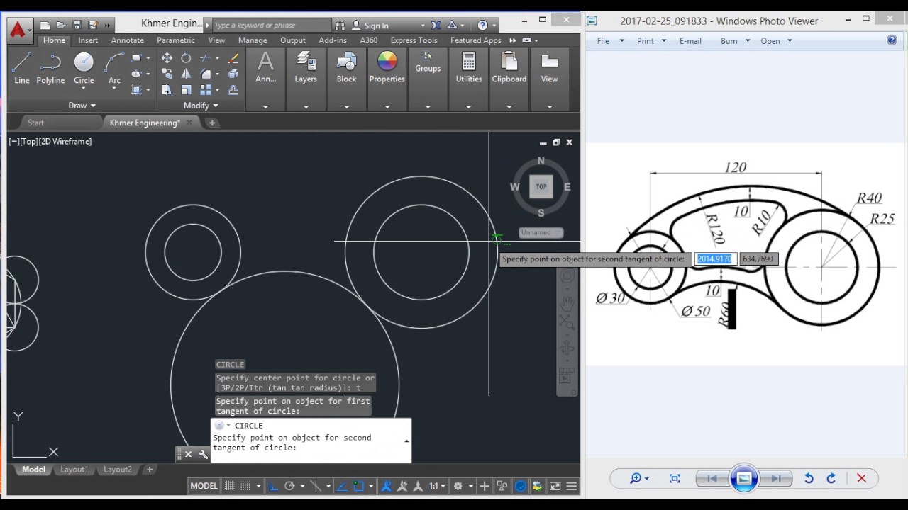 AutoCAD Khmer Tutorial Part 22 - មេរៀន AutoCAD ភាគទី២២ លំហាត់ - YouTube