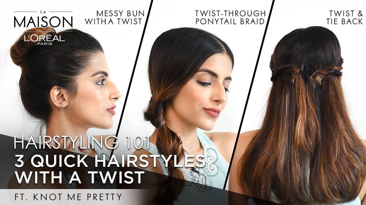 3 Quick Hairstyles With A Twist | Knot Me Pretty | Tie Back ...