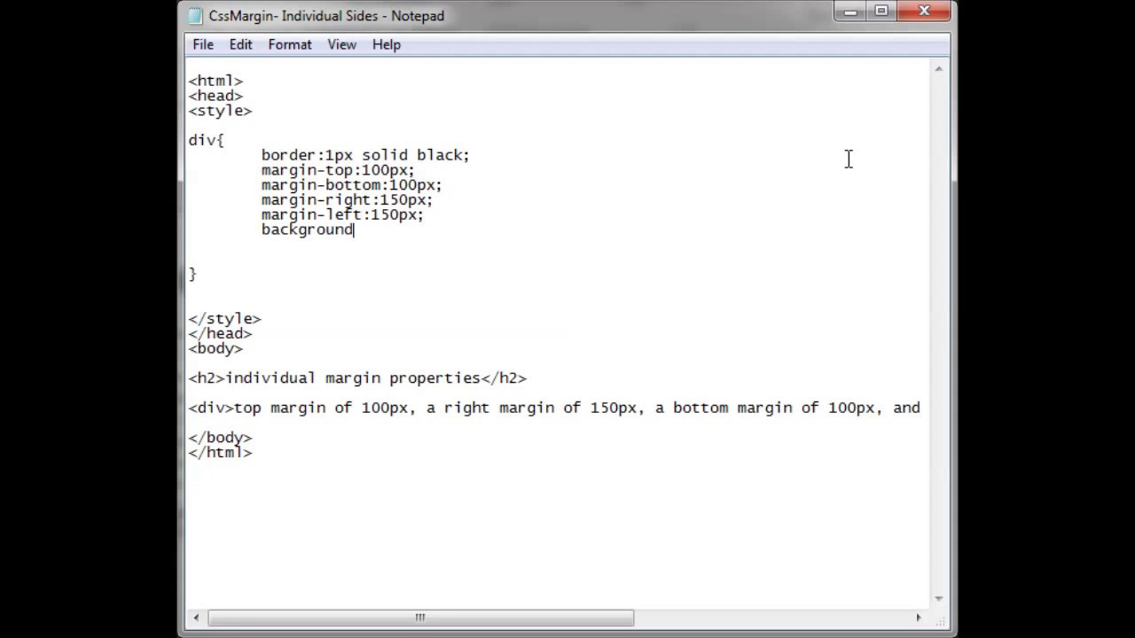 Css 10 - how to Margin Individual Sides using css. - YouTube