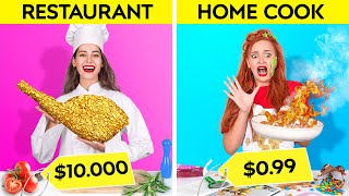 RICH VS POOR STUDENT || Eating a $10,000 Golden Steak! Expensive VS Cheap Food by 123GO! CHALLENGE