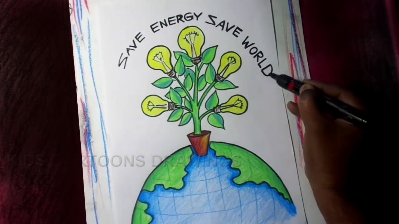 How to Draw Save Energy / Save World Poster Drawing - YouTube