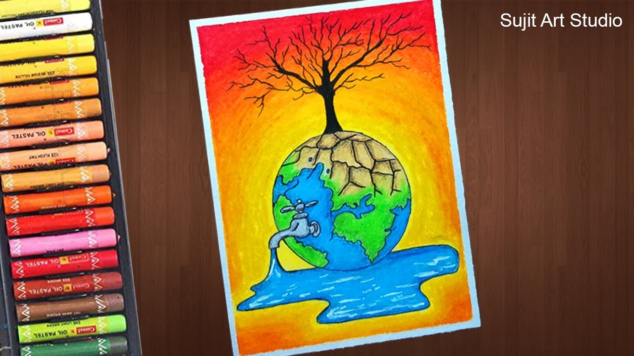 save water poster drawing