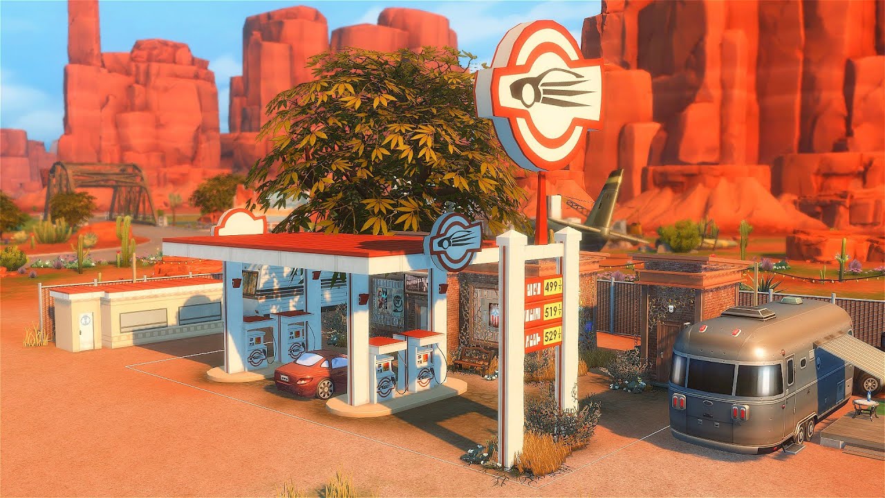 Sims 4 | Quiet little cafe and gas station | Strangerville | No CC ...