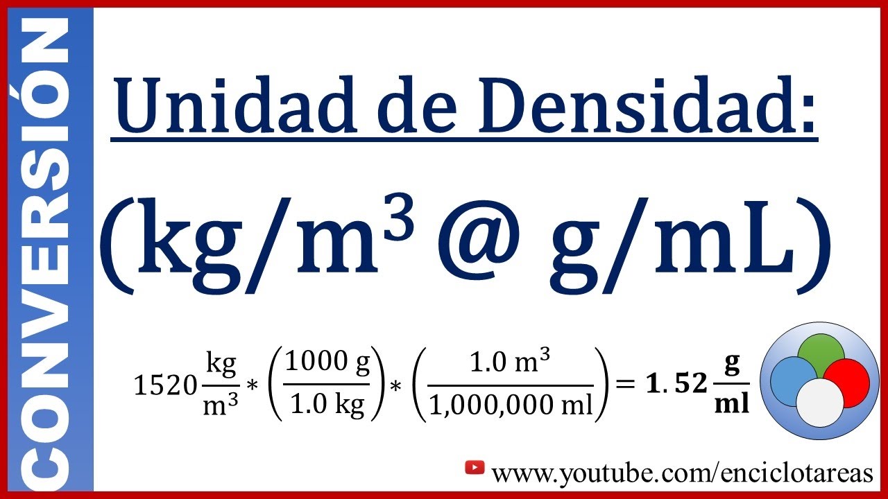 Convertir kg/m3 a g/ml (densidad) - YouTube