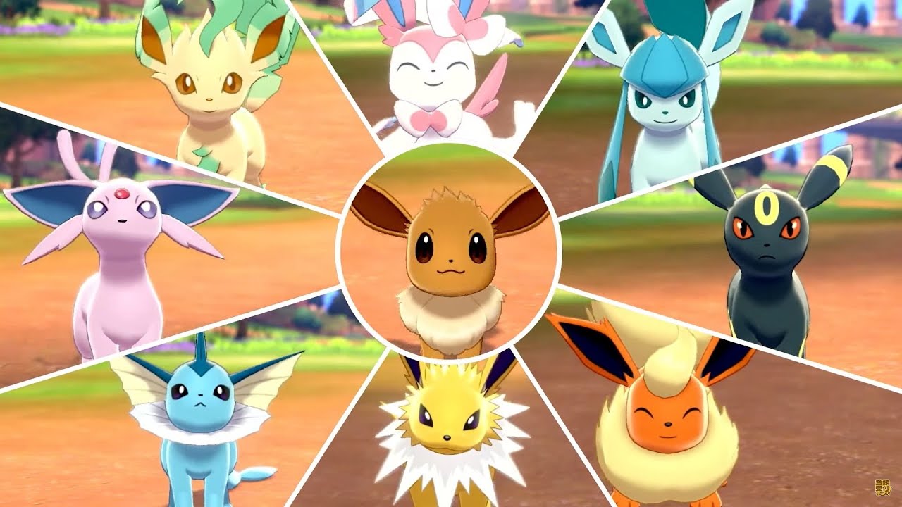 All Eevee Evolutions !! (Order of Appearance, Info, & Stats) - YouTube