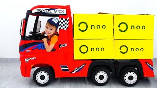 vlad and nikita pretend play with trucks for kids