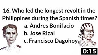 MAIKLING PAGSUSULIT SA ARALING PANLIPUNAN| PHILIPPINE HISTORY QUIZ ...