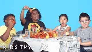 Kids Try Crawfish Boil | Kids Try | HiHo Kids