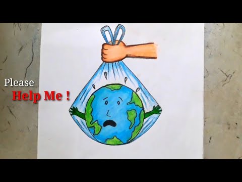 Plastic bag Free day drawing | no plastic day drawing | How to draw ...