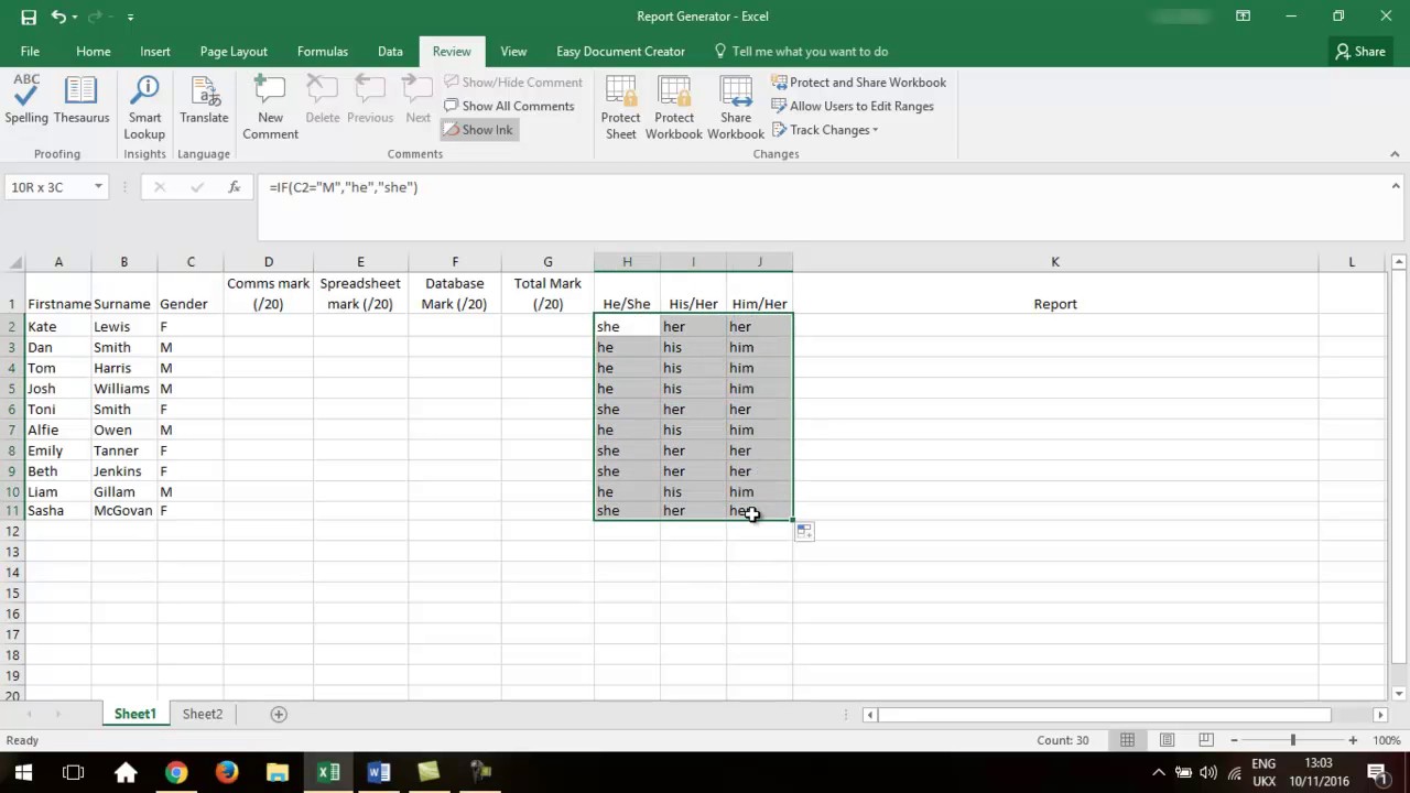 Bulk generating written reports in Excel - Part 2 - Setting up the ...