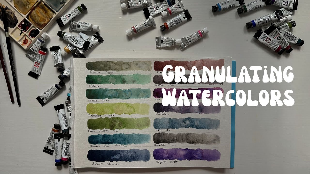 32 Swatches of Granulating Watercolors (Daniel Smith, Schmincke, Van ...