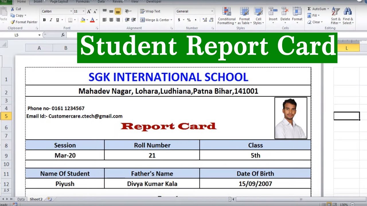 Create Student Report Card in Microsoft Excel Fully automatic - YouTube