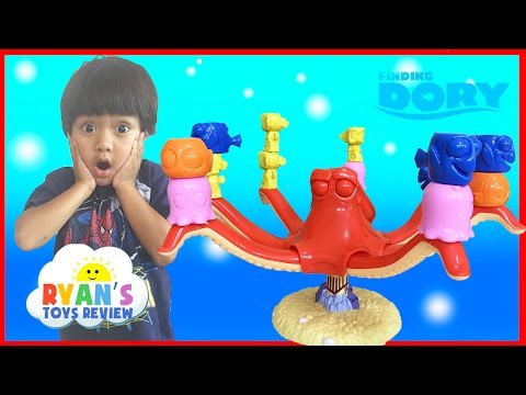 FINDING DORY GAME Disney Pixar Finding Nemo Egg Surprise Toys Family Fun Game Night Ryan ToysReview