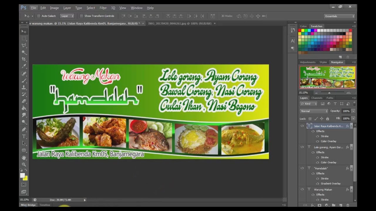 tutorial desain banner warung makanan YouTube