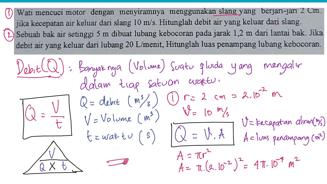 Penjelasan Debit Fluida Beserta Contoh Soalnya Youtube