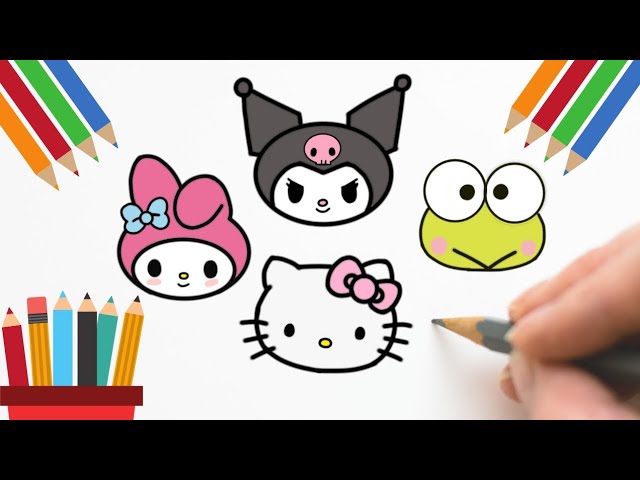 COMO DESENHAR KUROMI+ MELODY+ HELLO KITTY+ KEROPPI #hellokitty🌪 ...