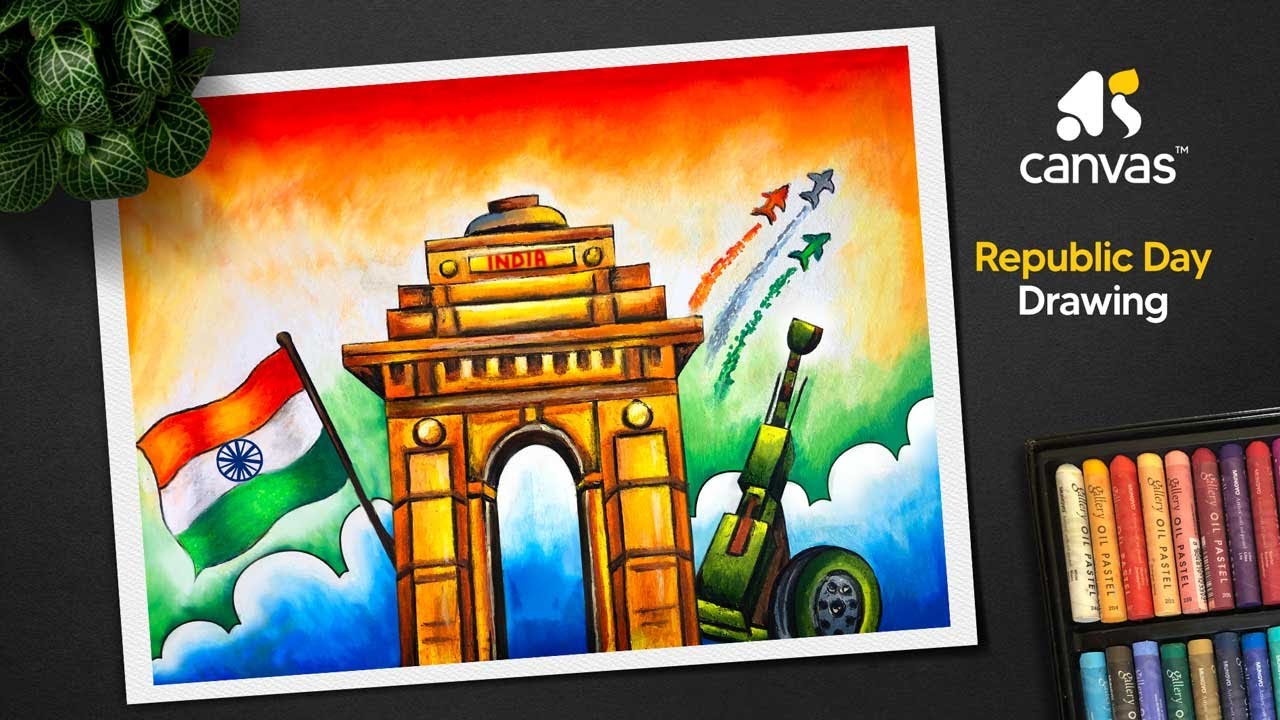 Indian republic day drawing | Easy Republic day drawing oil pastel ...