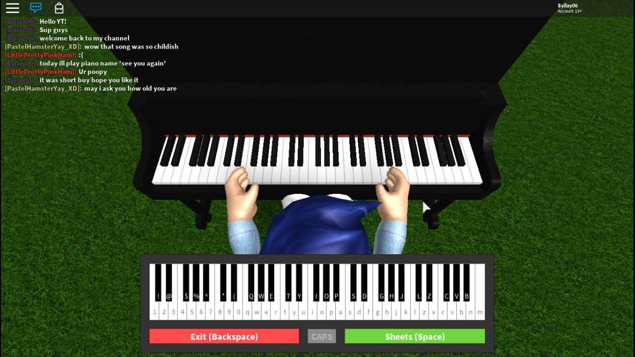 Roblox / How to play see you again in piano - YouTube