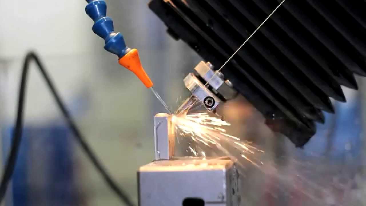 A wire Electrical Discharge Machining ejecting water