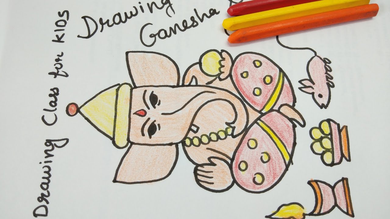 Simple Ganesha drawing/ easy Ganpati drawing and color/ Ganpati ...