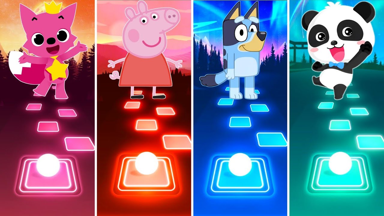 Pinkfong vs Peppa Pig vs Bluey vs Babybus - Tiles Hop - YouTube