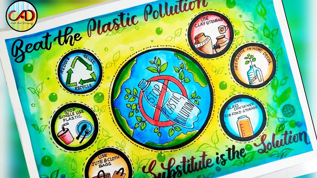 Beat Plastic Pollution Drawing / stop plastic poster chart project ...