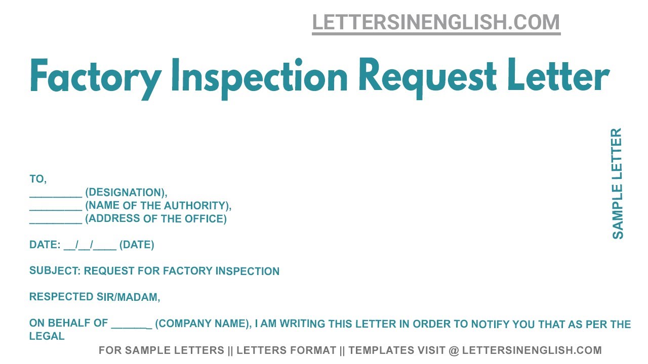 Factory Inspection Request Letter - Sample Invitation Letter for ...