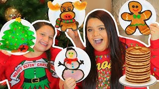 PANCAKE ART CHALLENGE! How To Make Holiday Art Pancakes!