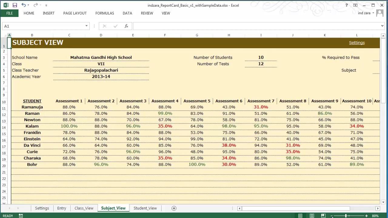 Report Card (Basic) - Excel Template - YouTube image.