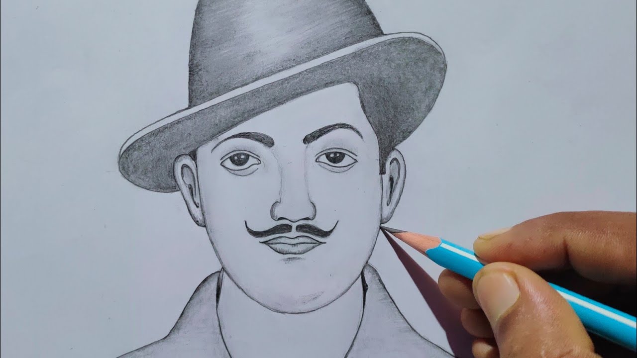 How to draw Bhagat Singh Very Easy step by step Pencil sketch