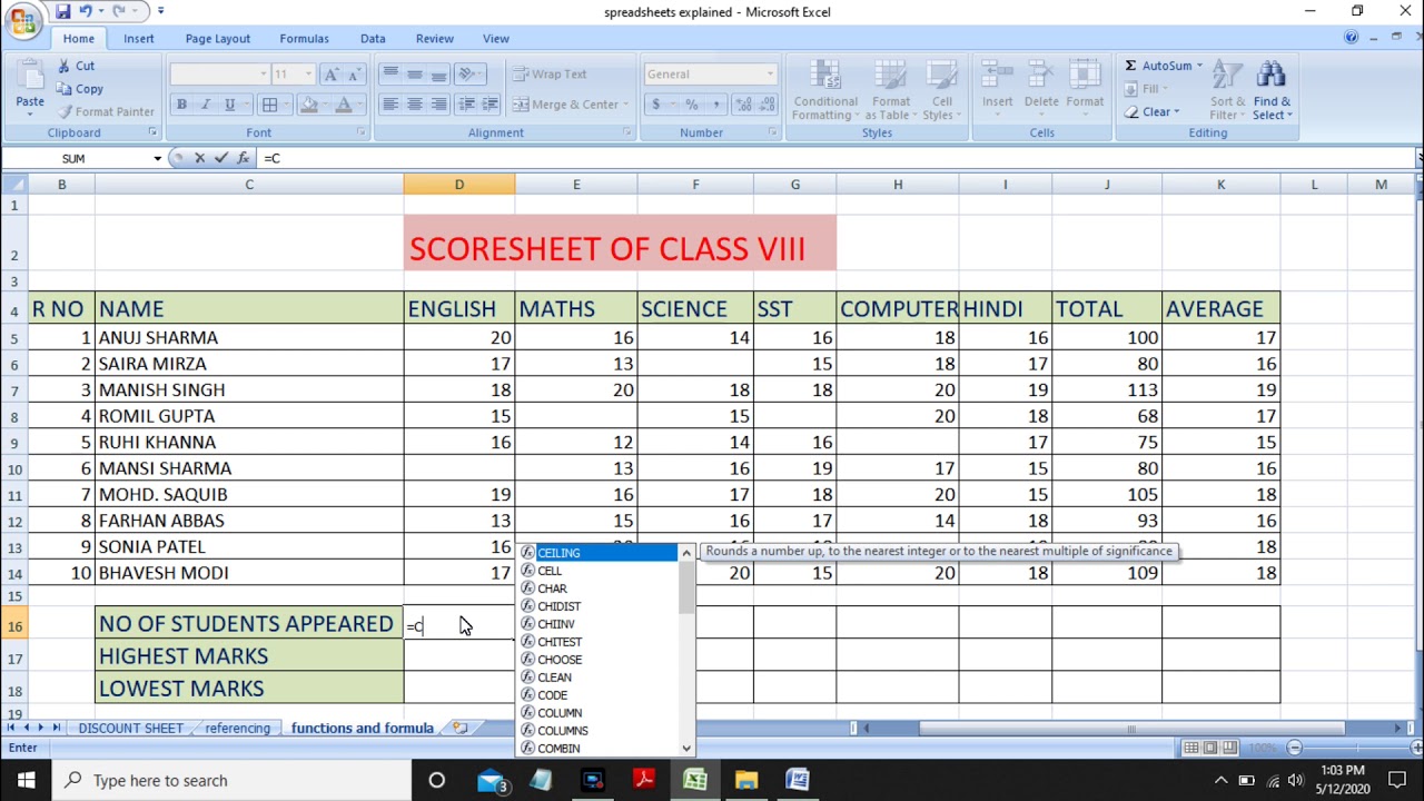 Class 8 session 2 Spreadsheets - YouTube