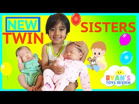 TWIN GIRLS Reveal Ryan ToysReview Newborn Baby Sisters New Family Members